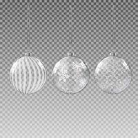 Glass Transparent Christmas Ball with Snow. Vector Illustration