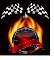 Checkered flag, speedometer. Vector Illustration.