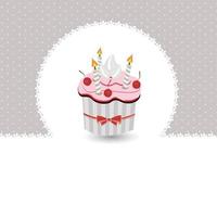 ilustración vectorial de tarjeta de cumpleaños con pastel vector