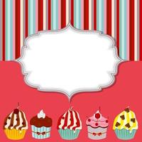 Ilustración de vector de tarjeta de invitación de cupcake