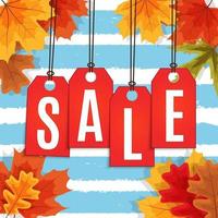 Banner de venta de hojas de otoño brillante. tarjeta de descuento comercial. vector