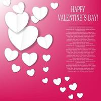 Valentines day paper heart background, vector illustration