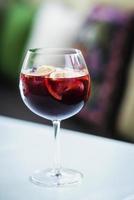 Red wine Spanish famous traditional fruity sangria gourmet cocktail drink photo