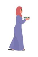 Young woman with salad semi flat color vector character