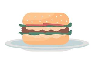 Hamburger semi flat color vector object