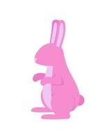 Pink easter bunny semi flat color vector object