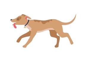 perro corriendo con orejas de rosa carácter vectorial de color semi plano