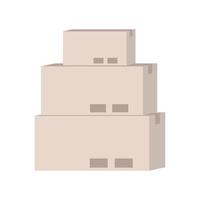 Cajas de cartón para entrega de objetos vectoriales de color semi plano vector