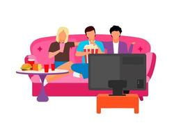 Movie night with friends flat concept vector illustration