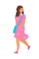Girl wearing new stylish dress semi flat color vector character