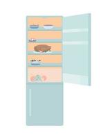 Open door refrigerator semi flat color vector object