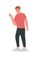 Guy experiences uncontrolled anger semi flat color vector character