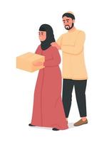 Couple donating food to charity semi flat color vector characters