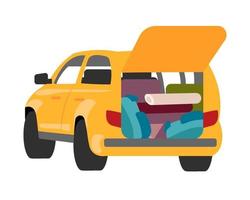 Packing car for camping semi flat color vector object