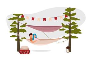 fin de semana romántico al aire libre 2d vector ilustración aislada