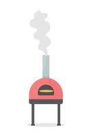 Horno de leña para cocinar pizza objeto vectorial de color semi plano vector