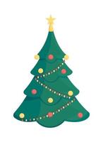 Christmas tree semi flat color vector object