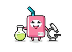 Mascot character of milk box as a scientist vector