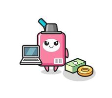 Mascot Illustration of milk box as a hacker vector