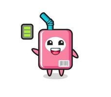 milk box mascot character with energetic gesture vector