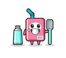 Mascot Illustration of milk box with a toothbrush vector