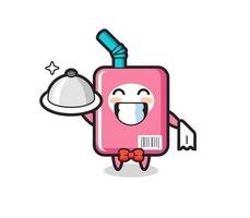Character mascot of milk box as a waiters vector