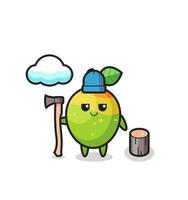 Character cartoon of mango as a woodcutter vector