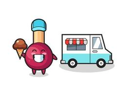 Mascot cartoon of matches with ice cream truck vector