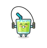 melon juice character cartoon with skipping rope vector