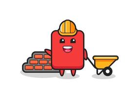 Cartoon character of red card as a builder vector