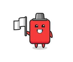 Cartoon character of red card holding a flag vector