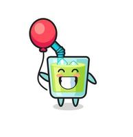 melon juice mascot illustration is playing balloon vector