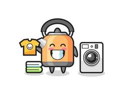 Mascot cartoon of kettle with washing machine vector