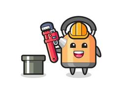 Character Illustration of kettle as a plumber vector