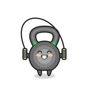 kettlebell character cartoon with skipping rope vector