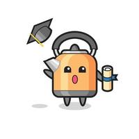 Illustration of kettle cartoon throwing the hat at graduation vector