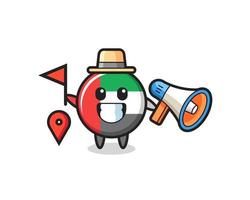 Character cartoon of uae flag badge as a tour guide vector