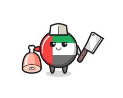 Illustration of uae flag badge character as a butcher vector