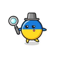 ukraine flag badge cartoon character searching with a magnifying glass vector