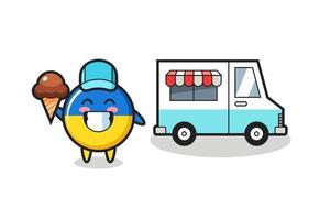 Mascot cartoon of ukraine flag badge with ice cream truck vector