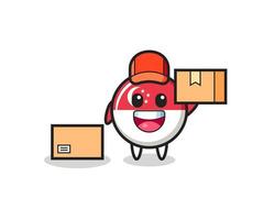 Mascot Illustration of singapore flag badge as a courier vector