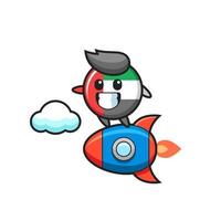 uae flag badge mascot character riding a rocket vector