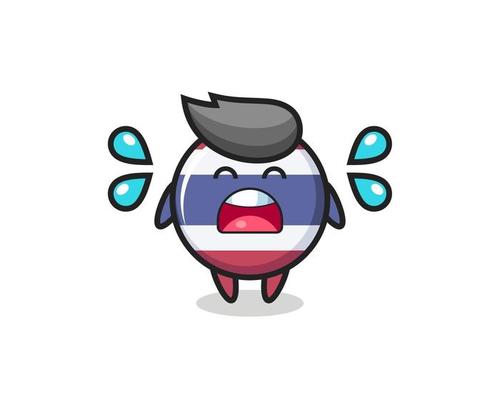 thailand flag badge cartoon illustration with crying gesture