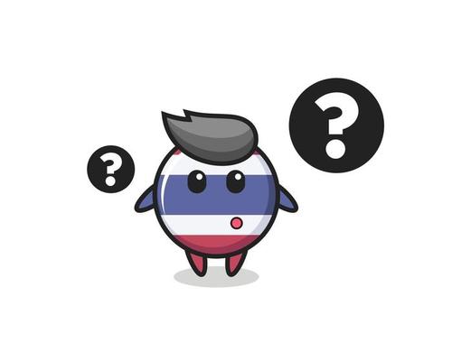 Cartoon Illustration of thailand flag badge with the question mark