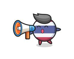 thailand flag badge character illustration holding a megaphone vector