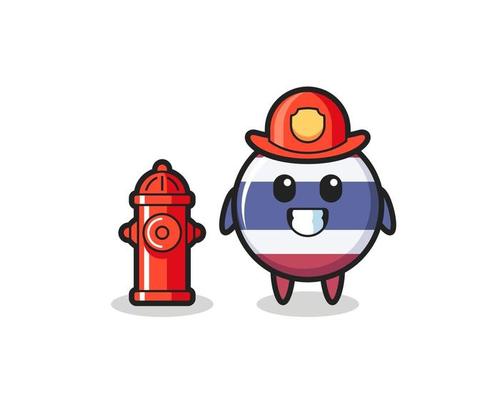 Mascot character of thailand flag badge as a firefighter