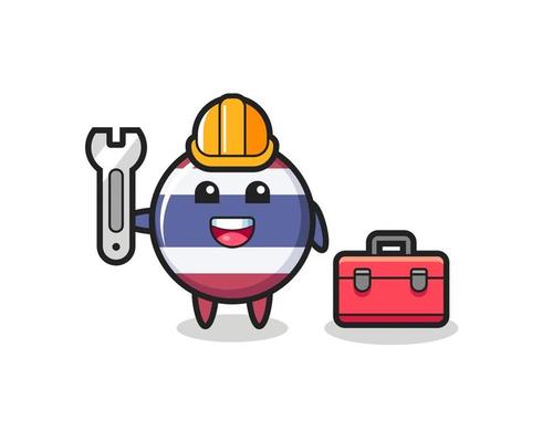 Mascot cartoon of thailand flag badge as a mechanic