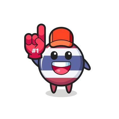 thailand flag badge illustration cartoon with number 1 fans glove