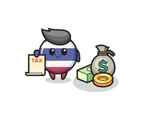 Character cartoon of thailand flag badge as a accountant