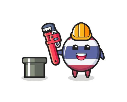 Character Illustration of thailand flag badge as a plumber